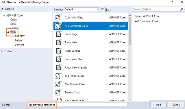 API Controller Class-